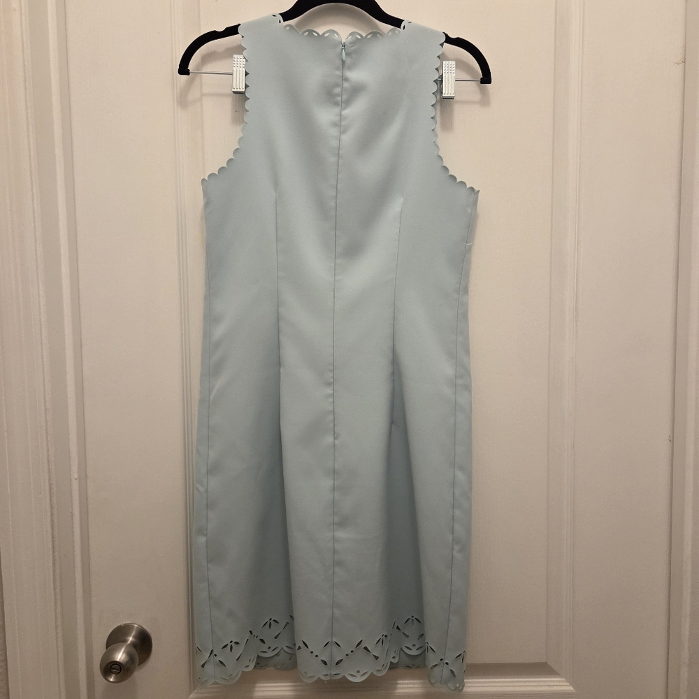 J. Crew ( J Crew) women's blue midi dress size 0 seafoam shift lasercut - Picture 8 of 11